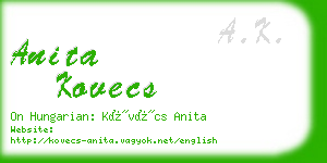 anita kovecs business card